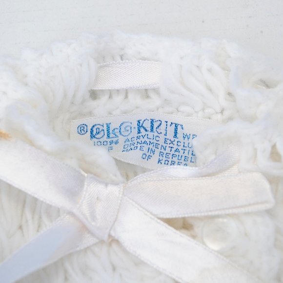 Vintage Glo Knit Shirts & Tops Vtg 6s White Knit Baby Sweater 03 36